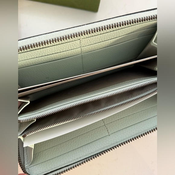 GUCCI GG Marmont Zip Around Wallet w/ Bamboo in Teal ~ NWT & COA - Picture 15 of 15